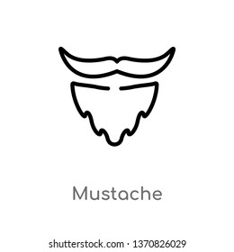 outline mustache vector icon. isolated black simple line element illustration from birthday party and wedding concept. editable vector stroke mustache icon on white background