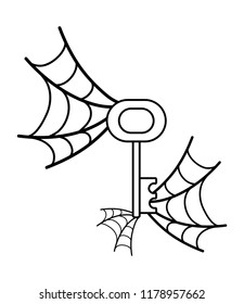 outline mysterious key object with spiderweb style