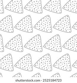 Contorno Nacho Chips Padrão sem emenda em estilo minimalista. Feliz Dia Nacho ideia de textura de fundo