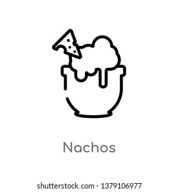 outline nachos vector icon. isolated black simple line element illustration from gastronomy concept. editable vector stroke nachos icon on white background