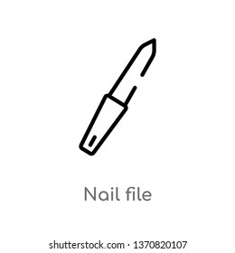 outline nail file vector icon. isolated black simple line element illustration from beauty concept. editable vector stroke nail file icon on white background