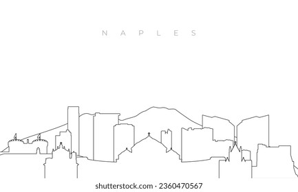 Outline Naples skyline. Trendy template with Naples, Italy buildings and landmarks in line style. Stock vector design. 