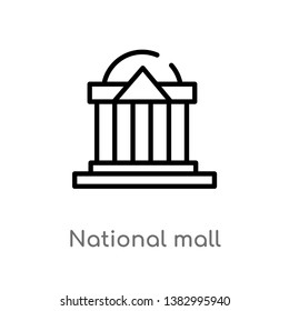 outline national mall vector icon. isolated black simple line element illustration from monuments concept. editable vector stroke national mall icon on white background