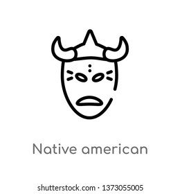 outline native american mask vector icon. isolated black simple line element illustration from culture concept. editable vector stroke native american mask icon on white background