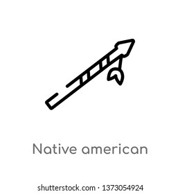 outline native american spear vector icon. isolated black simple line element illustration from culture concept. editable vector stroke native american spear icon on white background