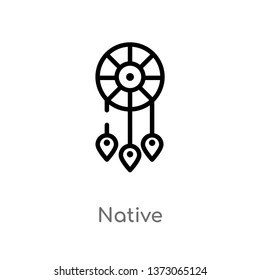 outline native vector icon. isolated black simple line element illustration from cultures concept. editable vector stroke native icon on white background