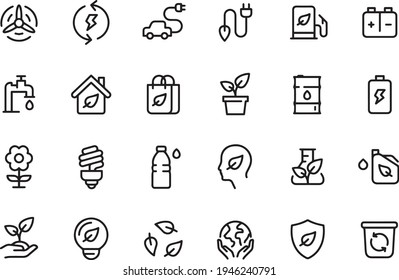 Outline Nature Ecology Icons Editable Stroke