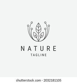 outline nature leaf logo design template