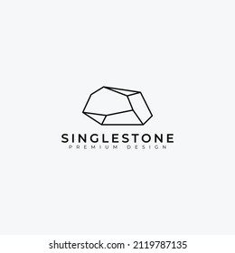 outline nature stone logo, line art logo inspiration design, monoline simple minimalist modern design illustration