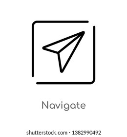 outline navigate vector icon. isolated black simple line element illustration from maps and flags concept. editable vector stroke navigate icon on white background