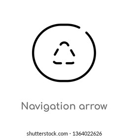 outline navigation arrow with broken line vector icon. isolated black simple line element illustration from user interface concept. editable vector stroke navigation arrow with broken line icon on