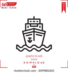 Outline navy Icon. navy icon vector isolated on white background. Graphic design, material-design, Best sellers 2022 icons, mobile application, UI UX design, EPS 10 format vector