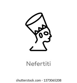 outline nefertiti vector icon. isolated black simple line element illustration from culture concept. editable vector stroke nefertiti icon on white background