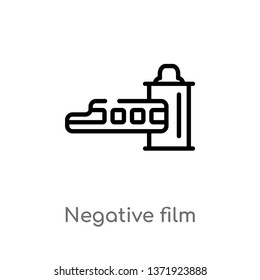 outline negative film vector icon. isolated black simple line element illustration from cinema concept. editable vector stroke negative film icon on white background
