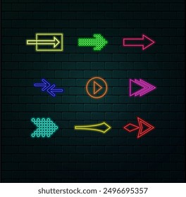 Outline neon arrow growth icon. Glowing neon upward chart sign, rise arrow pictogram in vivid colors. Financial forecast, rise in shares, increase profit, growing trend. Vector icon set, symbol for UI