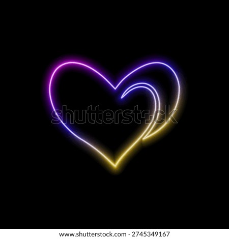 Outline neon burning heart icon. Glowing neon heart with fire, blazing love pictogram. Hot passion, love flame, blazing feeling, passion flame and fire. Vector icon set, silhouette and symbol for UI.