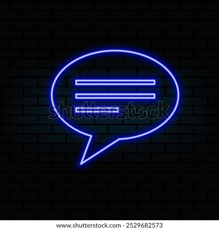 Outline neon chat icon. Glowing neon speech bubble, text message pictogram. Live chat and discussion, online conversation and dialogue, private group and channel. Vector icon set, symbol for UI.4