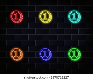 Outline neon coins fly icon. Glowing neon falling coins sign, golden money falling pictogram. Flying gold coins, cryptocurrencies and altcoins, currency and credits, jackpot and prize. red. yellow, bl