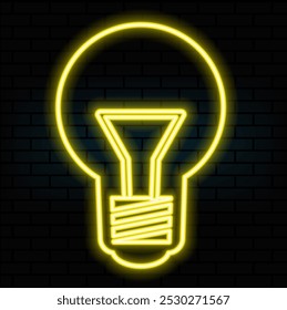 Icono de lámpara eléctrica de neón de contorno. Bombilla de neón brillante con rayos de luz, pictograma de la bombilla. Idea y solución, innovación empresarial, energía creativa, poder de inspiración y creatividad. Conjunto de iconos de Vector.4