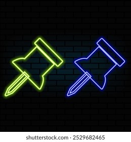 Outline neon repair icon. Glowing neon wrench and hammer sign, service tool pictogram. Repair and maintenance, build and construction, restoration and reconstruction. Vector icon set.5