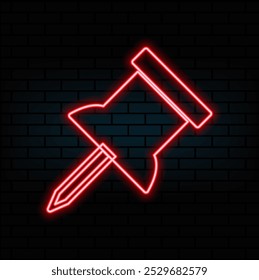 Outline neon repair icon. Glowing neon wrench and hammer sign, service tool pictogram. Repair and maintenance, build and construction, restoration and reconstruction. Vector icon set.4