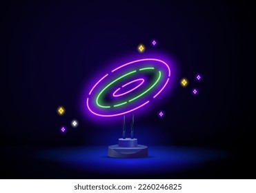 Outline neon universe icon. Glowing neon galaxy with stars, space universe pictogram.