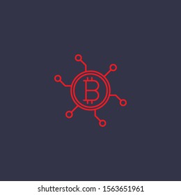 Outline network bitcoin  icon.network bitcoin  vector illustration. Symbol for web and mobile