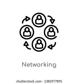 outline networking vector icon. isolated black simple line element illustration from human resources concept. editable vector stroke networking icon on white background