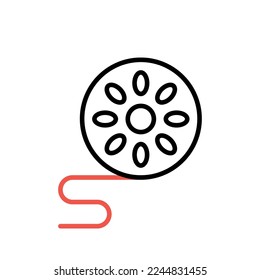 Esbozar el nuevo icono del vector del tambor del cine para el diseño web aislado en fondo blanco