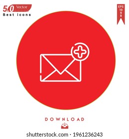 Outline new message icon. new message icon vector isolated on Red background. Graphic design, contacts-communication icons, mobile application, logo, user interface. EPS 10 format vector