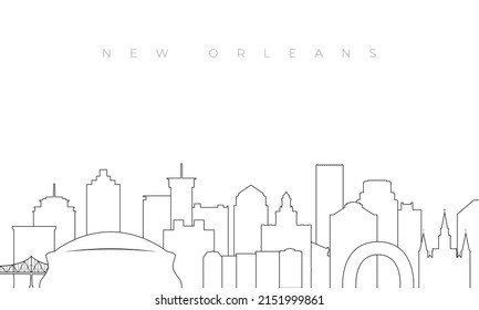 Outline New Orleans skyline. Trendy template with New Orleans city buildings and landmarks in line style. Stock vector design. 