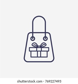 Outline new year gift in shopping bag  icon illustration vector symbol 