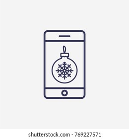 Outline new year in phone icon illustration vector symbol 