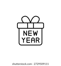 Icono de la caja del presente del año Nuevo para la celebración de Festiva y el regalo estacional