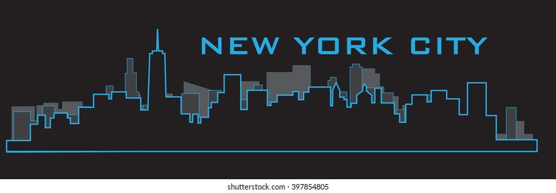 Outline of New York City skyline. Vector illustration eps 10.