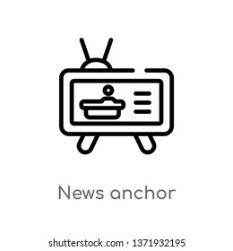 outline news anchor vector icon. isolated black simple line element illustration from communications concept. editable vector stroke news anchor icon on white background