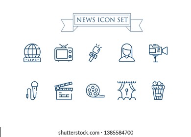 outline news entertaiment icon set. icon bundle. - vector