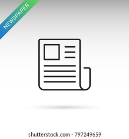 Outline newspaper flat icon isolated on white background. News pictogram. Line symbol for website design, mobile application, ui.