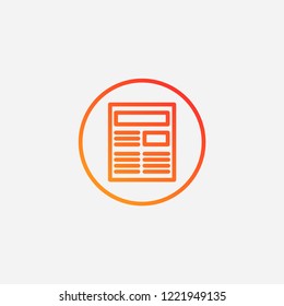Outline newspaper icon,gradient illustration,vector media sign symbol