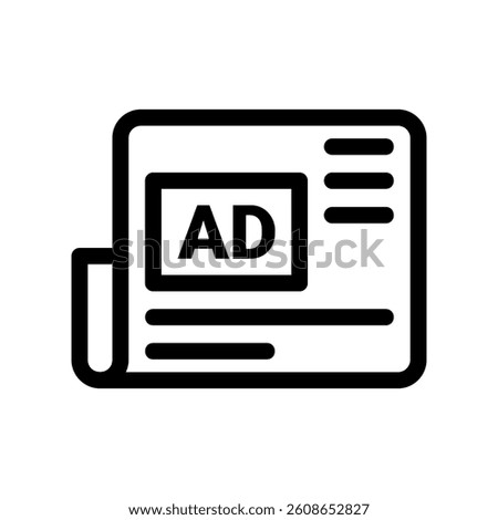 Outline newspaper layout featuring advertisement section clearly visible print media
