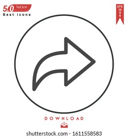 Outline next icon. next button vector isolated on white background. Graphic design, material-design, nuclear element icons, mobile application,  EPS 10 format vector