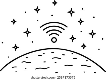 Outline of a Night Sky with a Wi-Fi Signal