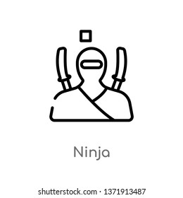 outline ninja vector icon. isolated black simple line element illustration from asian concept. editable vector stroke ninja icon on white background