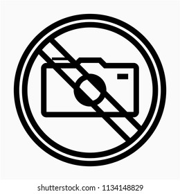 Outline no camera sign pixel perfect vector icon
