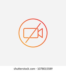 Outline no video icon.gradient illustration vector sign symbol