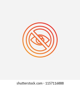 Outline no view icon,gradient illustration,vector forbidden to look
 sign symbol