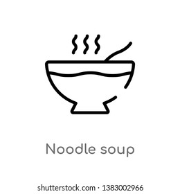 outline noodle soup vector icon. isolated black simple line element illustration from food concept. editable vector stroke noodle soup icon on white background