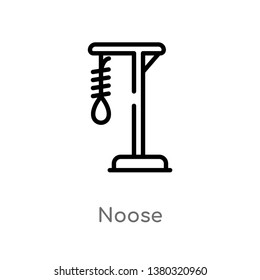outline noose vector icon. isolated black simple line element illustration from desert concept. editable vector stroke noose icon on white background