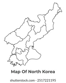 Esquema del mapa de Corea del Norte con los límites de la Ilustración vectorial regional