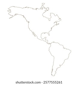 outline of north and south america